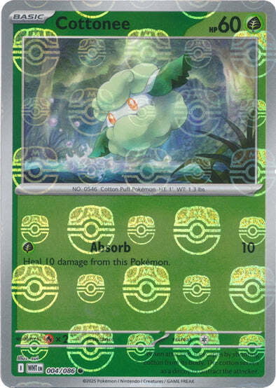 White Flare Cottonee #4/86 Masterball Holo
